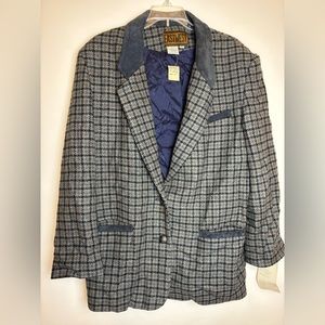 East West wool blend men’s blazer NWT size medium Hound tooth blue/grey